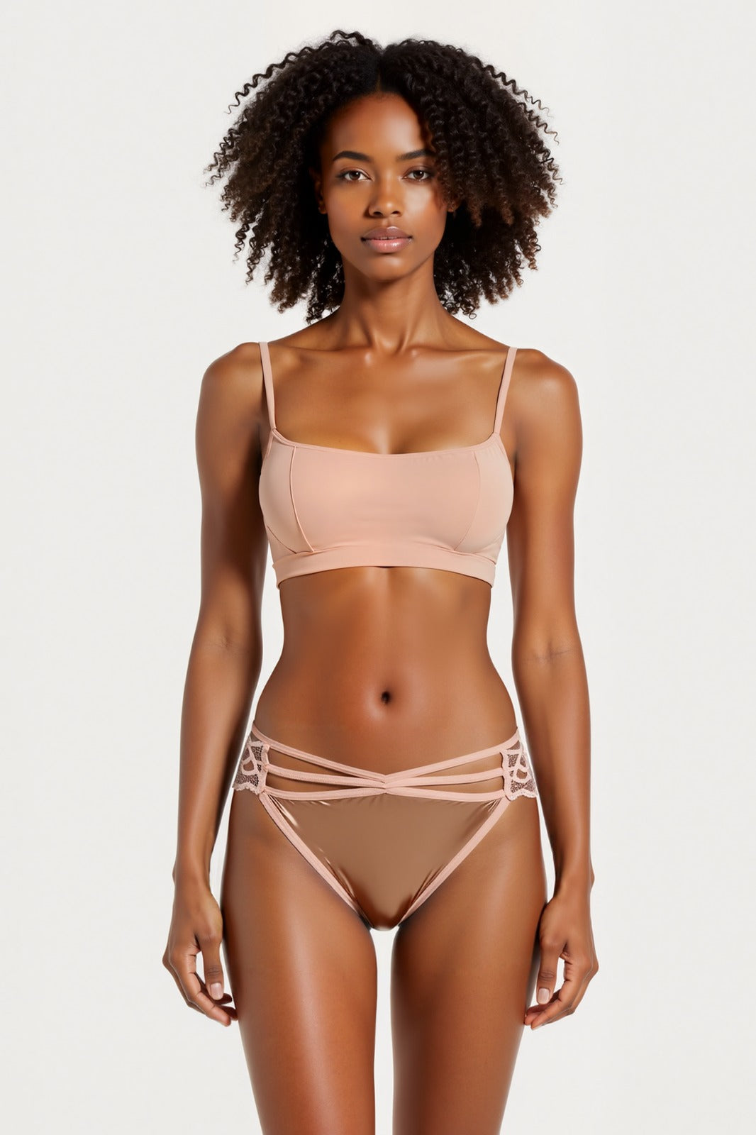 Braga con encaje y cintas frontales elásticas